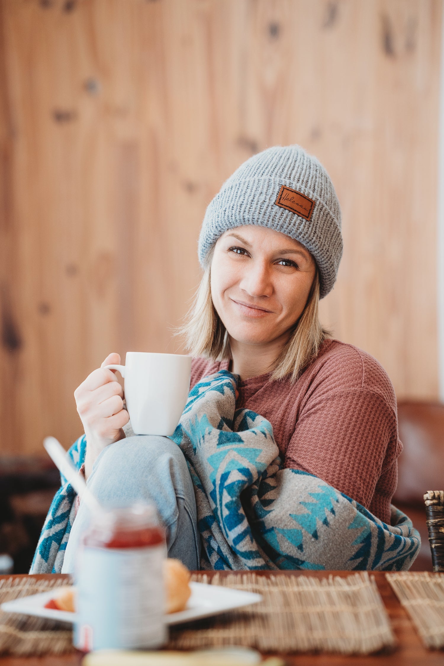 Couverture - Jeté en laine à motif boho aztèque