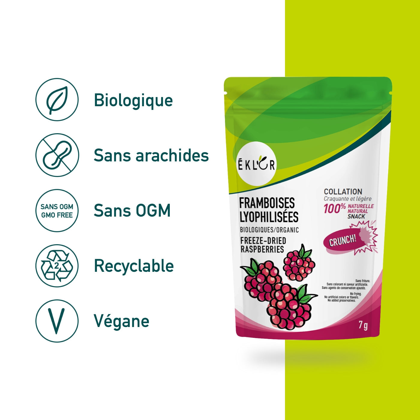 Ensemble de 6 - FRAMBOISES LYOPHILISÉES BIOLOGIQUES 7g