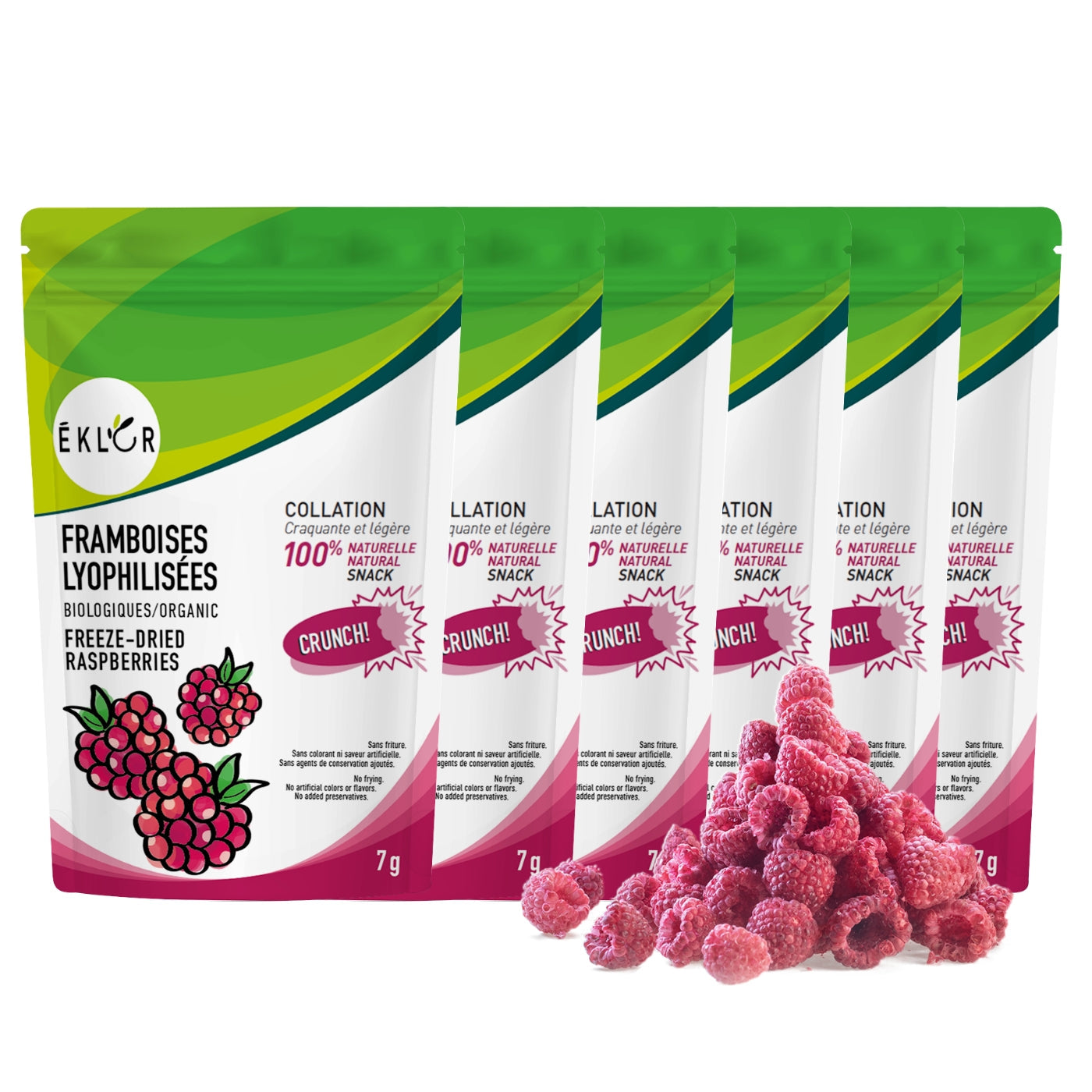 Ensemble de 6 - FRAMBOISES LYOPHILISÉES BIOLOGIQUES 7g