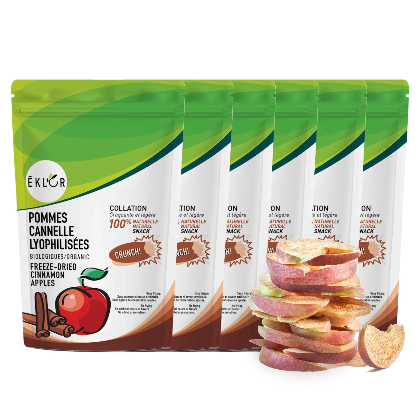 Ensemble de 6 - POMMES CANNELLE BIOLOGIQUES LYOPHILISÉES 7g