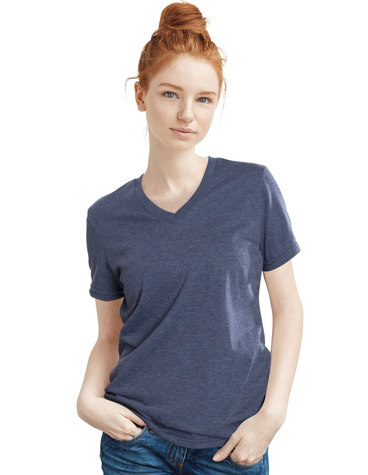 Le t-shirt uni col en V - Femme