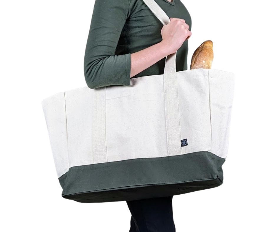 Le grand sac écoresponsable en coton deux tons