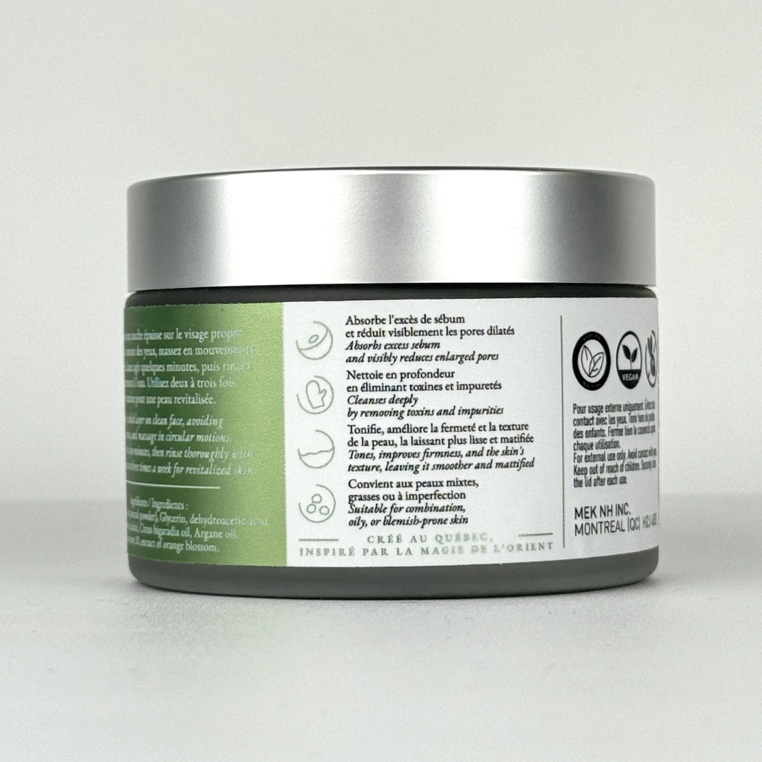 Masque détoxifiant et purifiant à l'argile verte volcanique