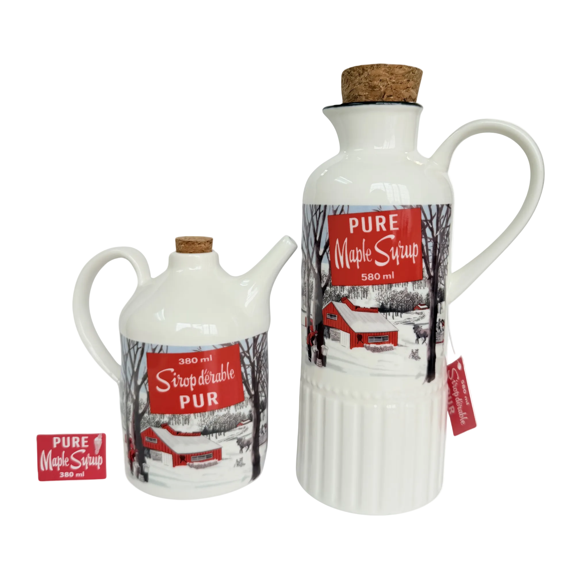 Pichet à sirop d'érable en céramique avec bouchon en bois