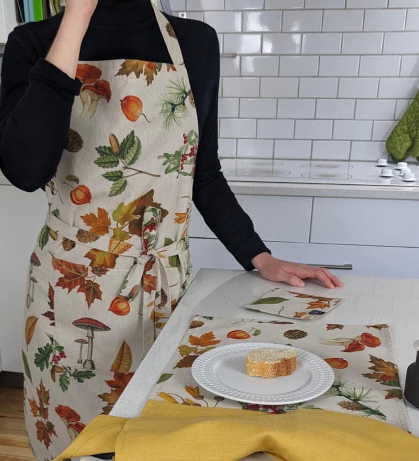 Tablier de cuisine motif automnal