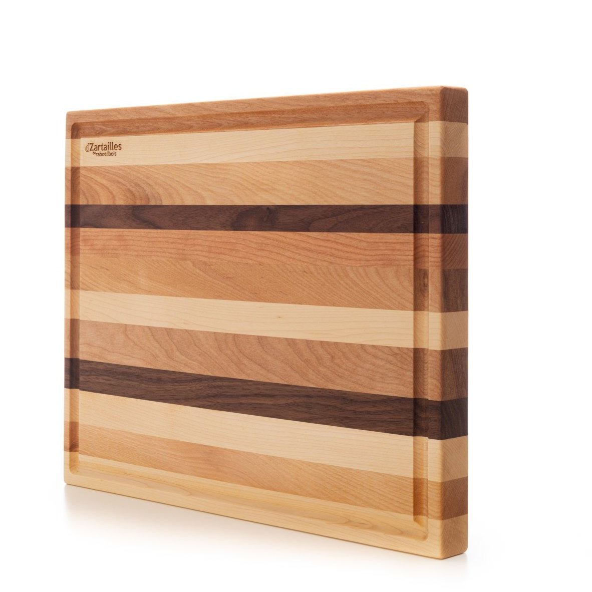 Planche à découper en bois, la “D-Zartailles” avec rainure à jus