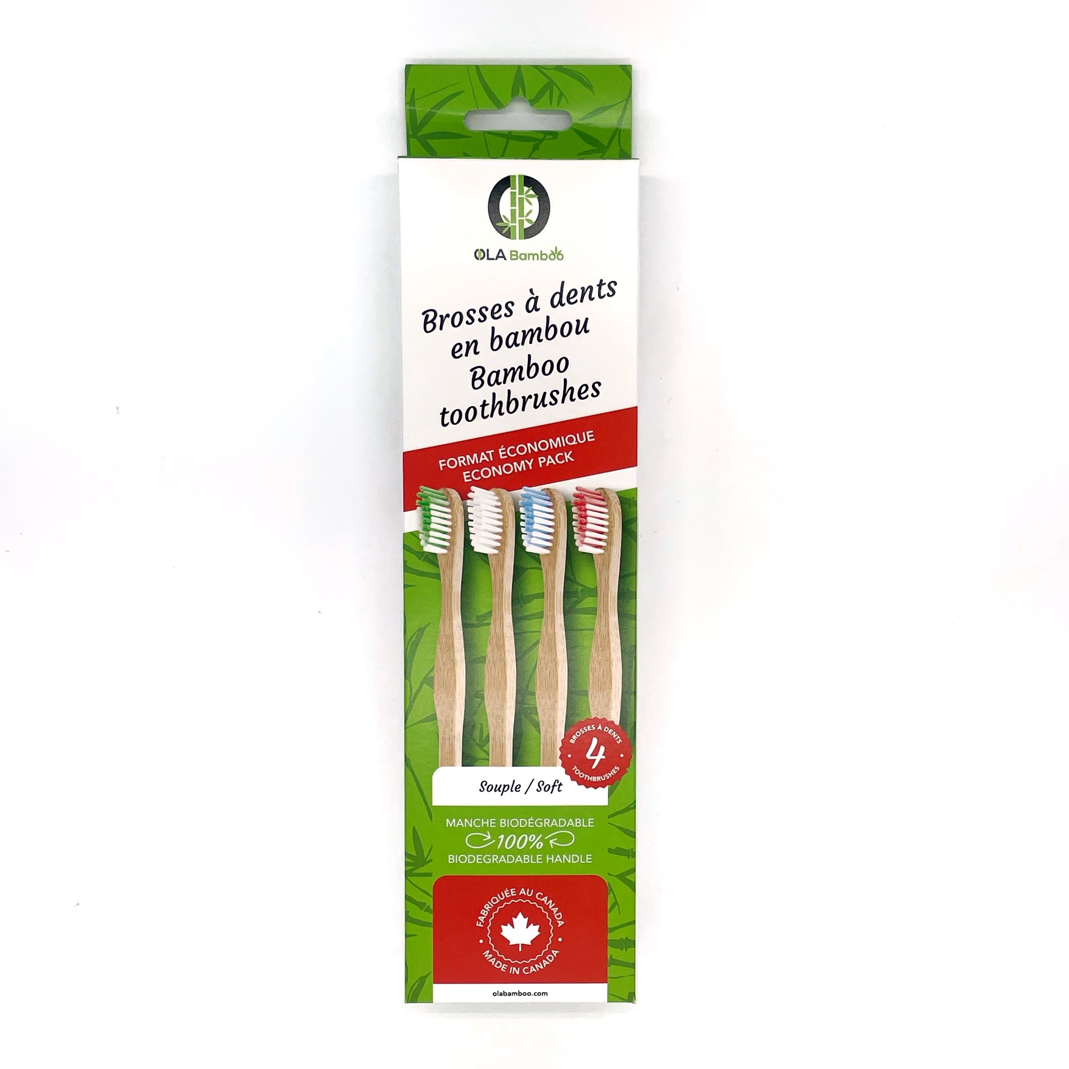 Paquet de 4 Brosses à Dents en Bamboo