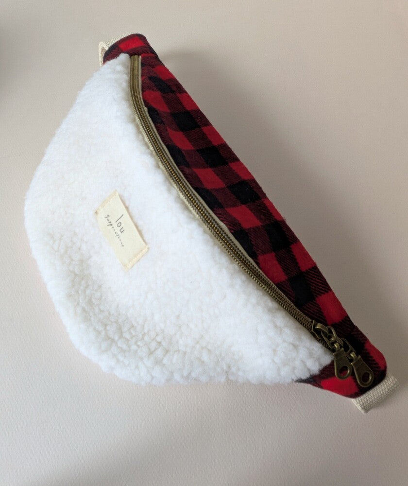 Sac banane | Sherpa & Carreaux Buffalo | Rouge
