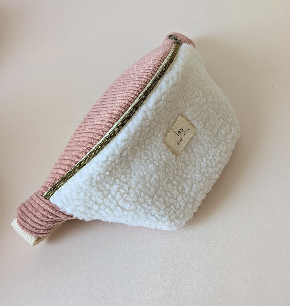 Sac banane | Sherpa & Velours | Rose