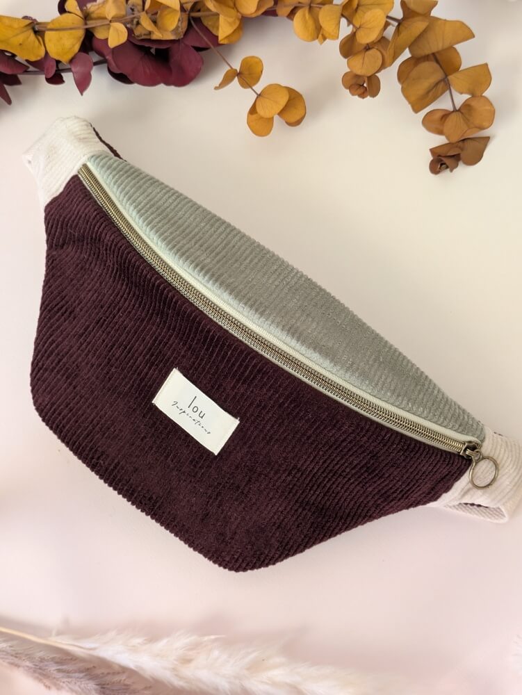 Sac banane Tricolore | Corduroy/velours | Pourpre