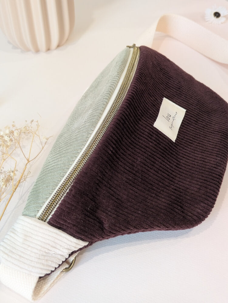 Sac banane Tricolore | Corduroy/velours | Pourpre