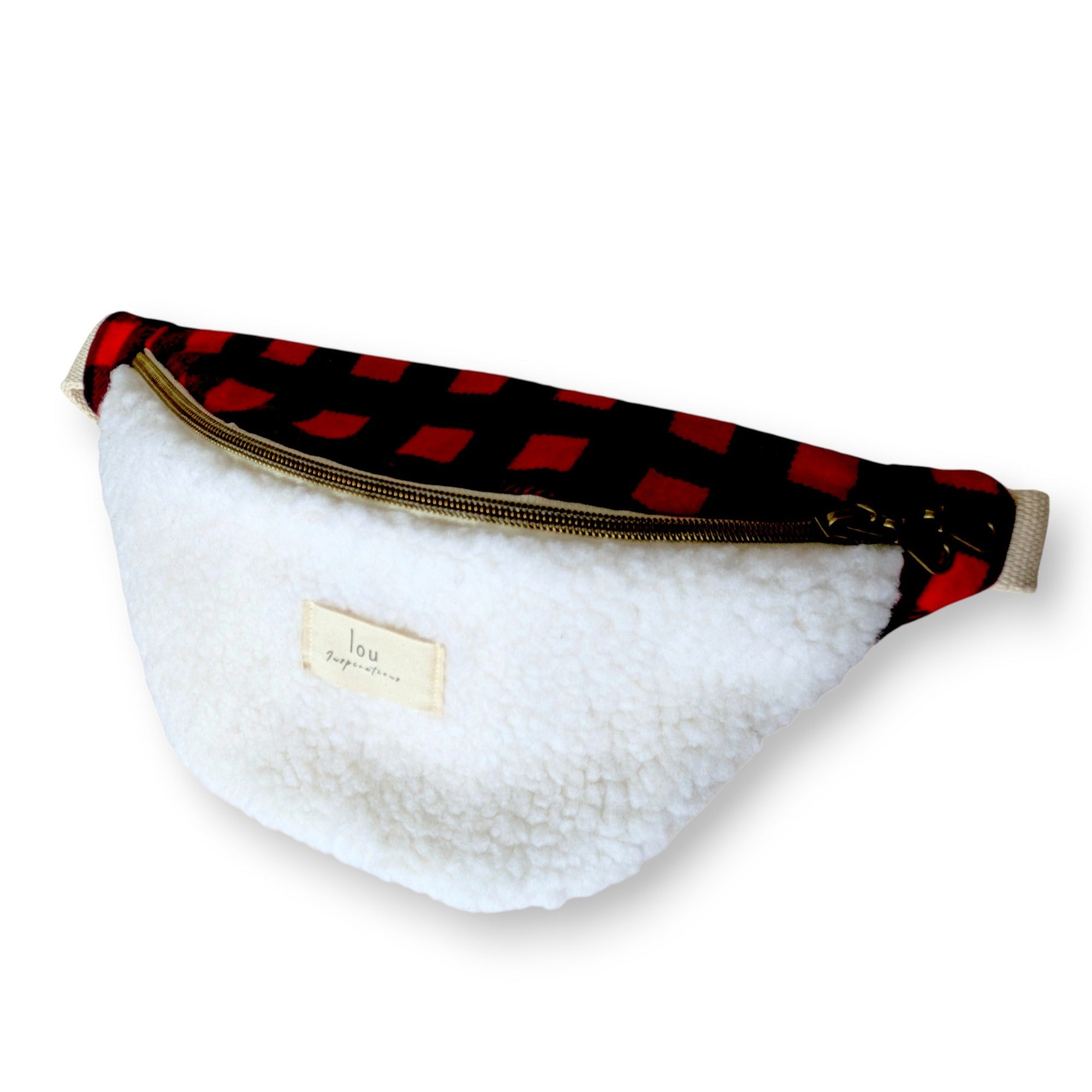 Sac banane | Sherpa & Carreaux Buffalo | Rouge