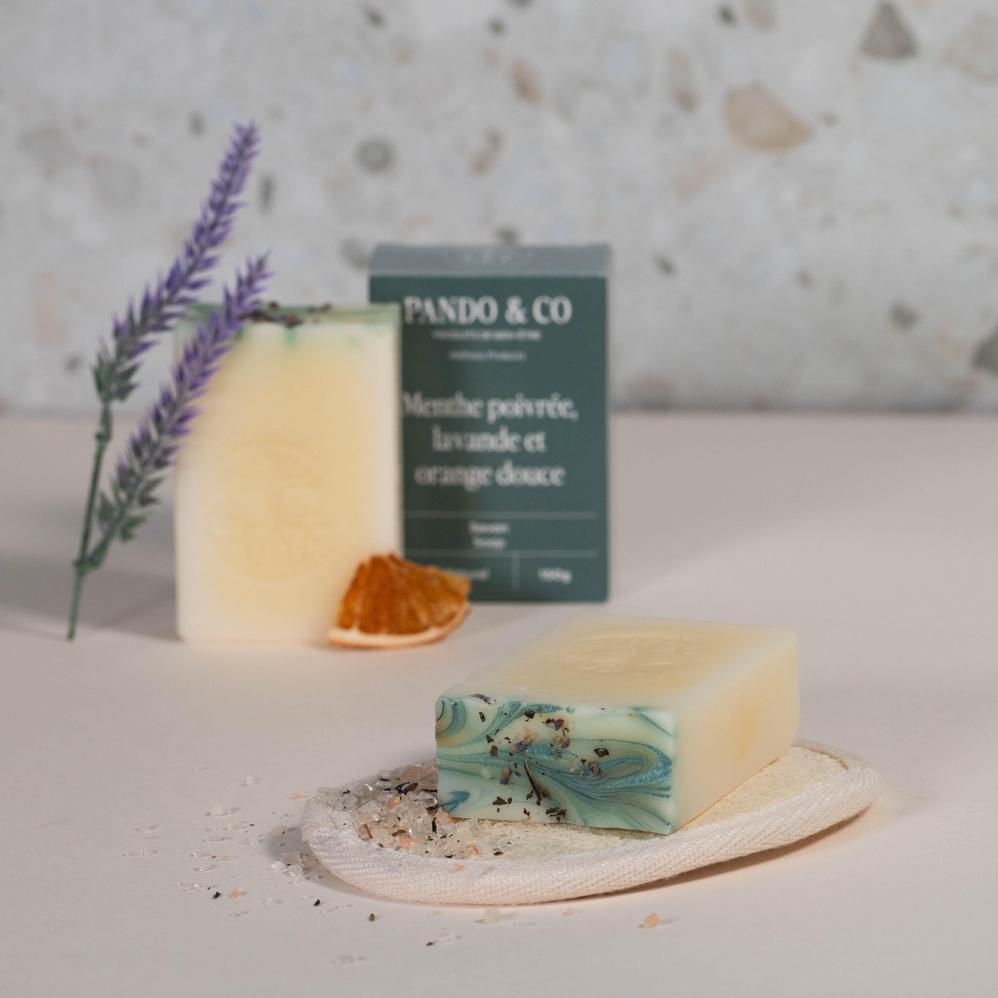 Savon en barre - Menthe poivrée, lavande & orange douce