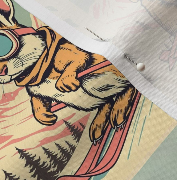 Tissu en doux Ski Bunny 100% coton pour les projets d'art, d'artisanat et de couture
