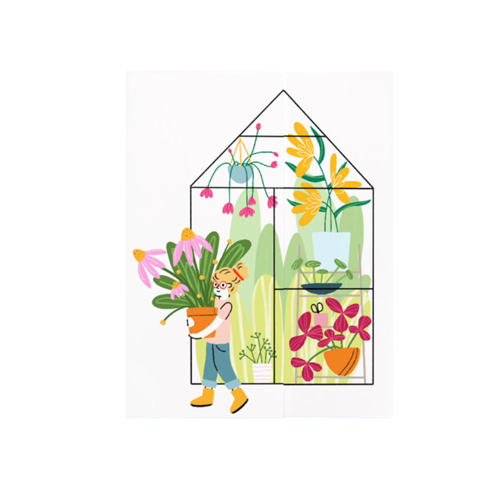 Unfoldable greeting card - Greenhouse 