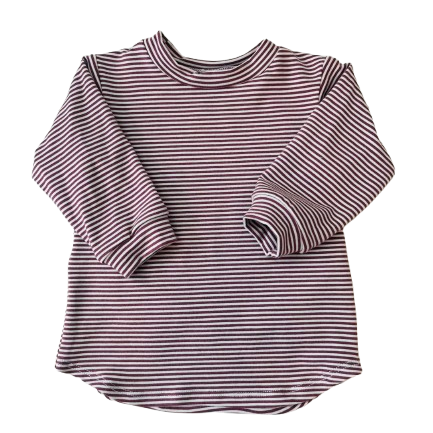 T-shirt manches longues à rayures prunes