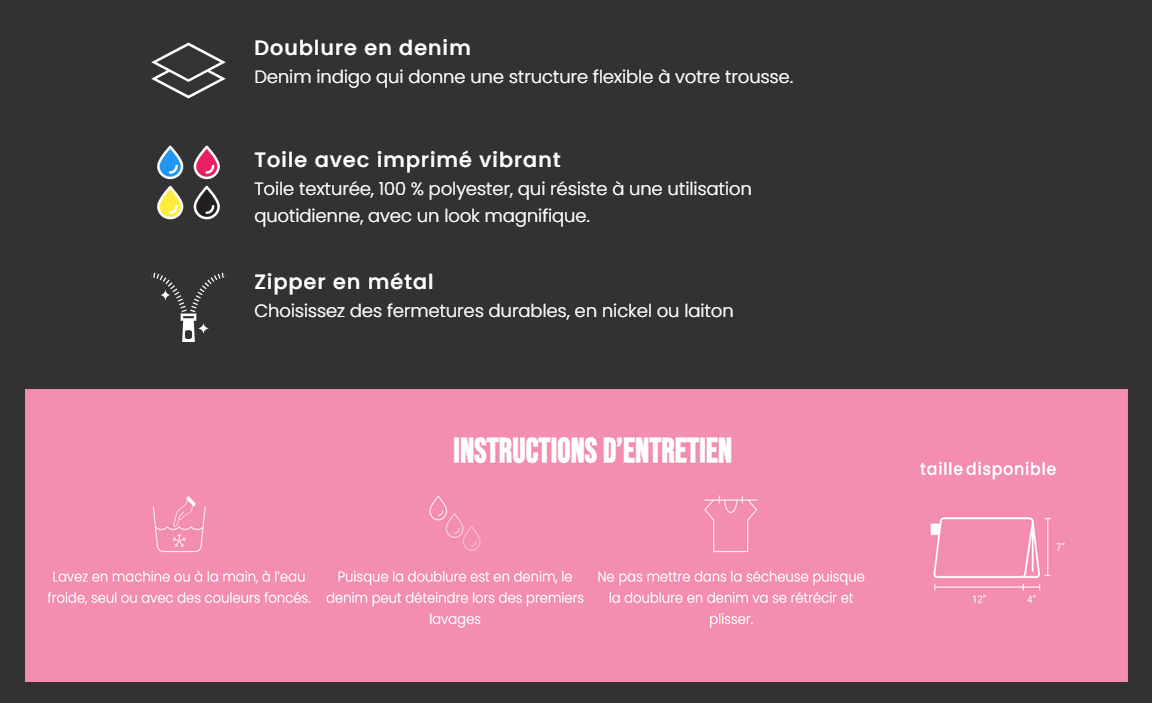 Trousse de toilette en Sweet Ski Bunny résistante et doublée d'une poche