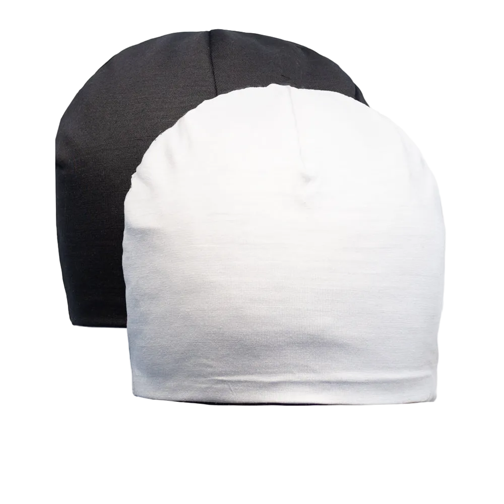 Beanie 100% Mérinos Double Réversible - Gris Arctique/ Noir