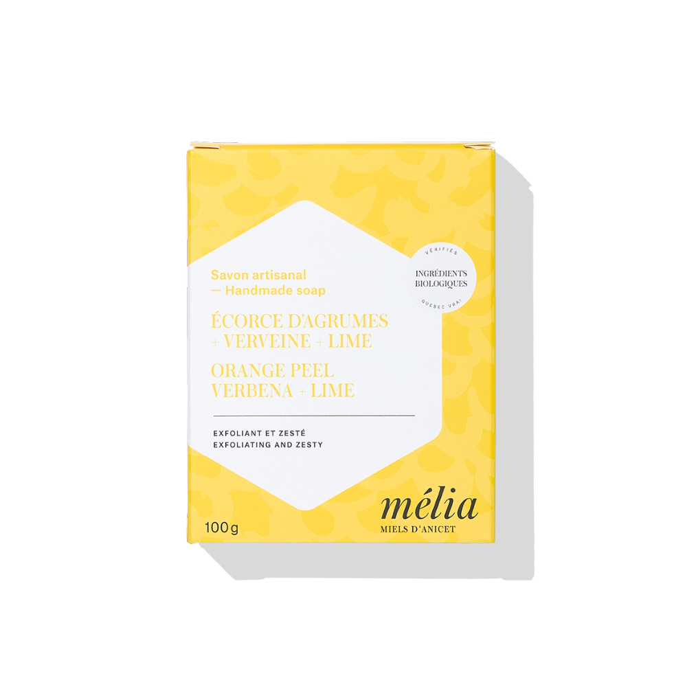 Savon artisanal au miel - Écorce d'agrumes + Verveine + Lime
