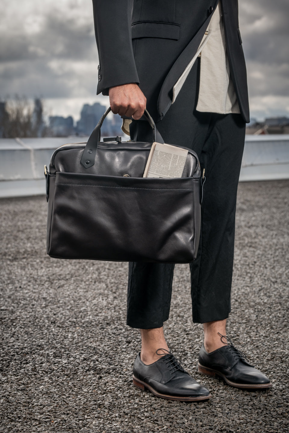 Mallette en cuir, attaché-case, sac messager en cuir noir