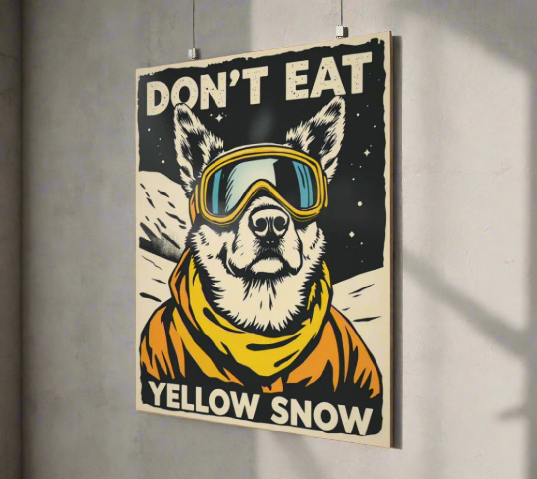 Affiche "Ne mangez pas de neige jaune"