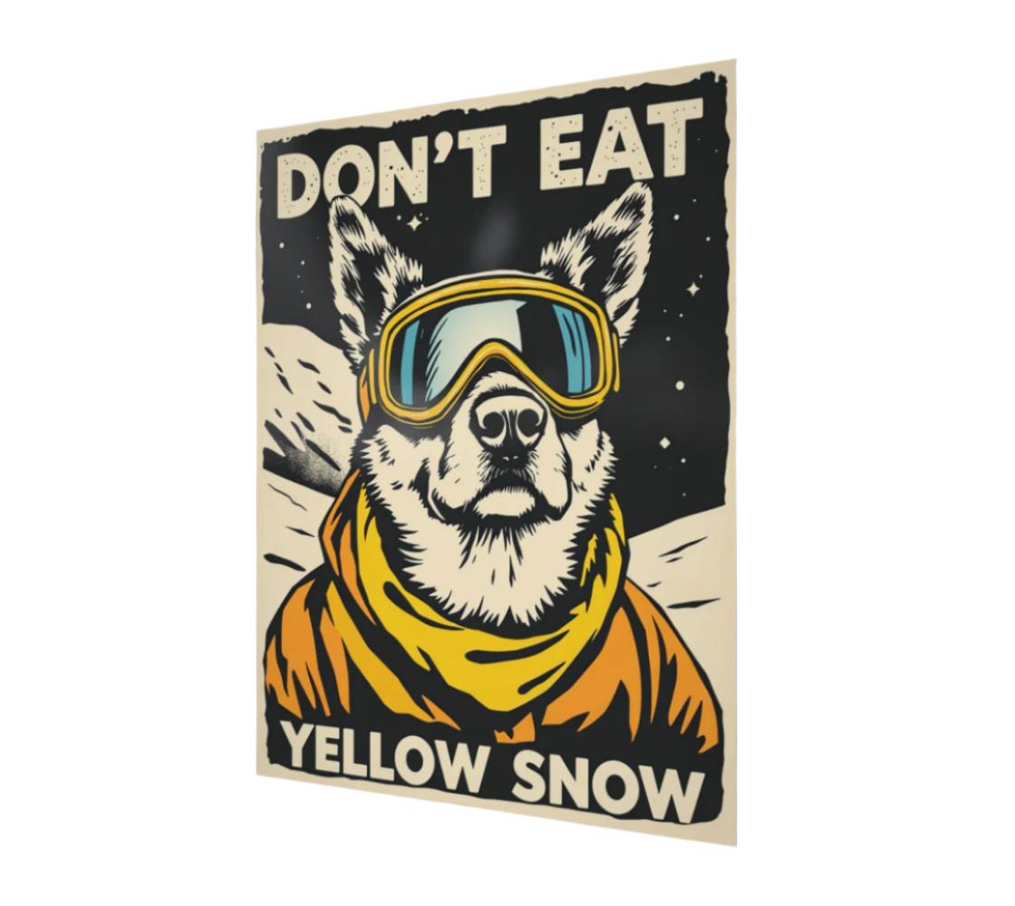 Affiche "Ne mangez pas de neige jaune"