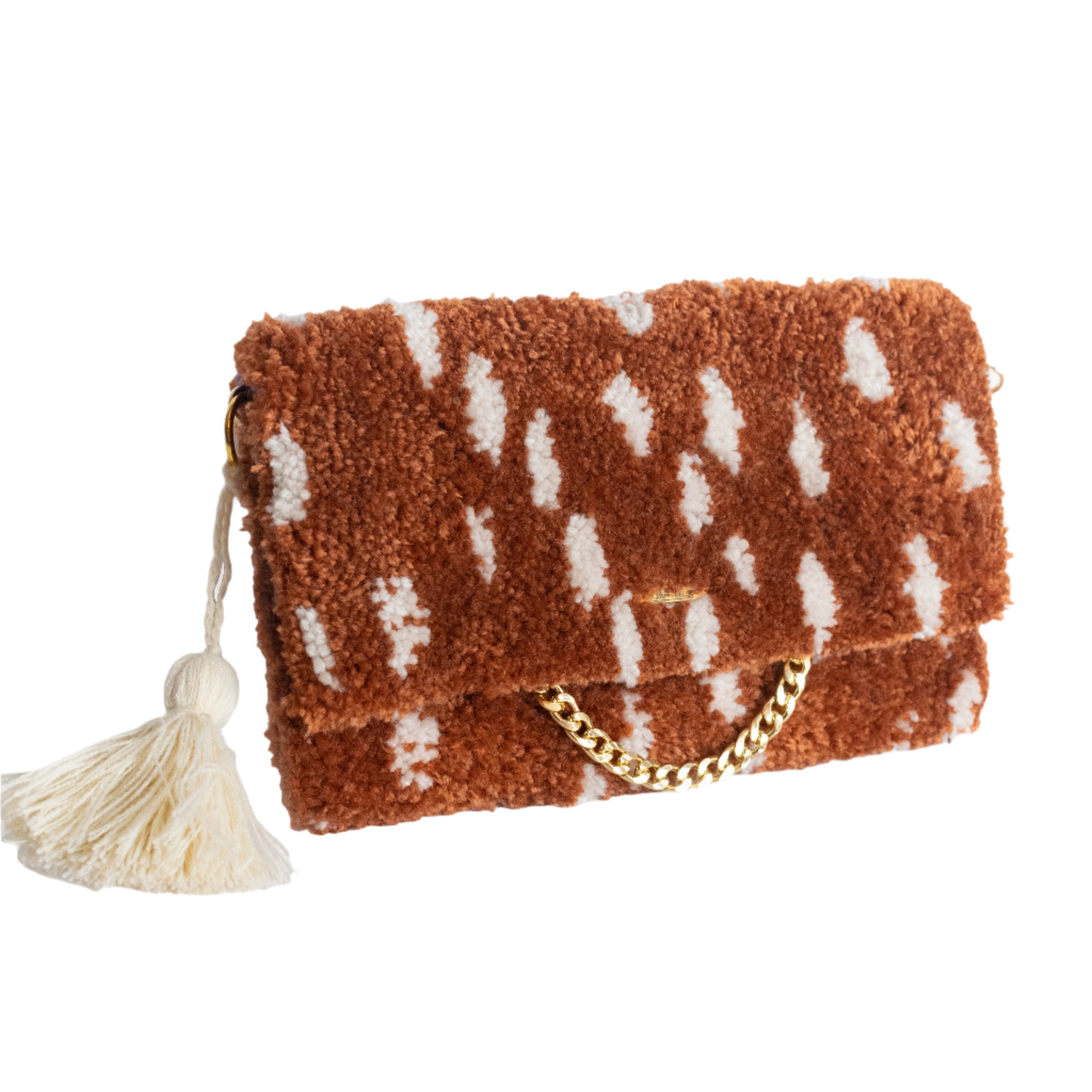 Bambi, pochette touffetée faite main