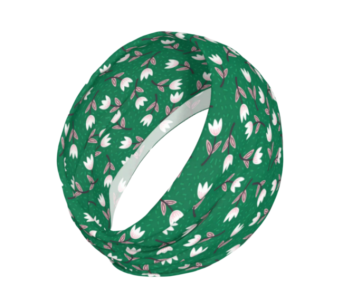 Bandeau ou foulard aux tulipes printanières vertes
