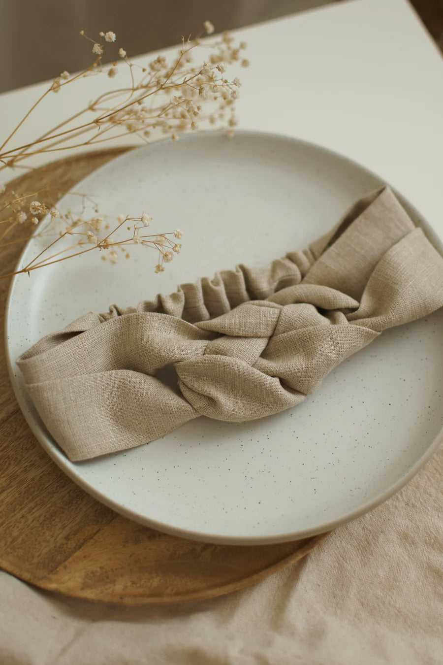 Bandeau tressé en lin