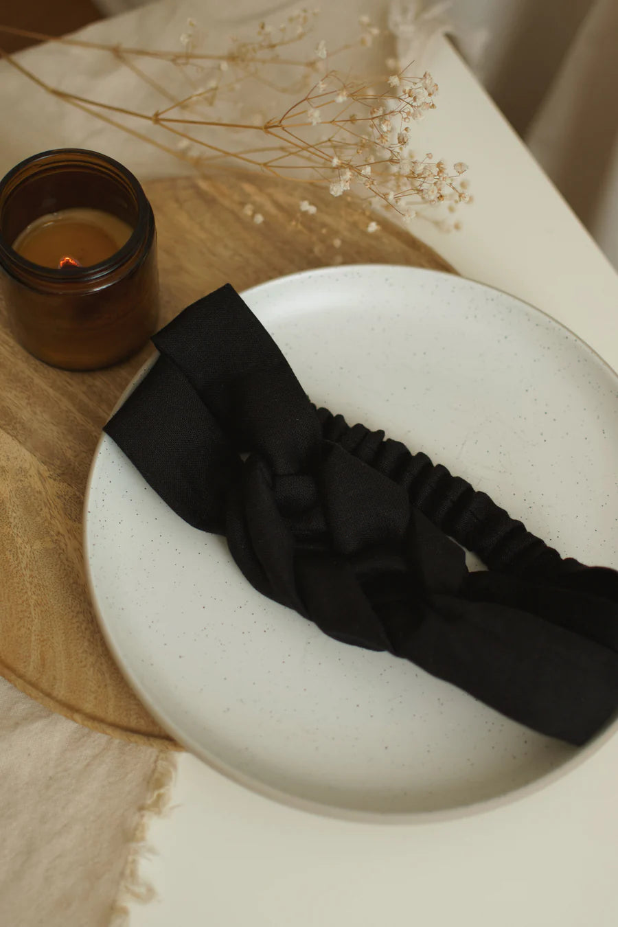 Bandeau tressé en lin