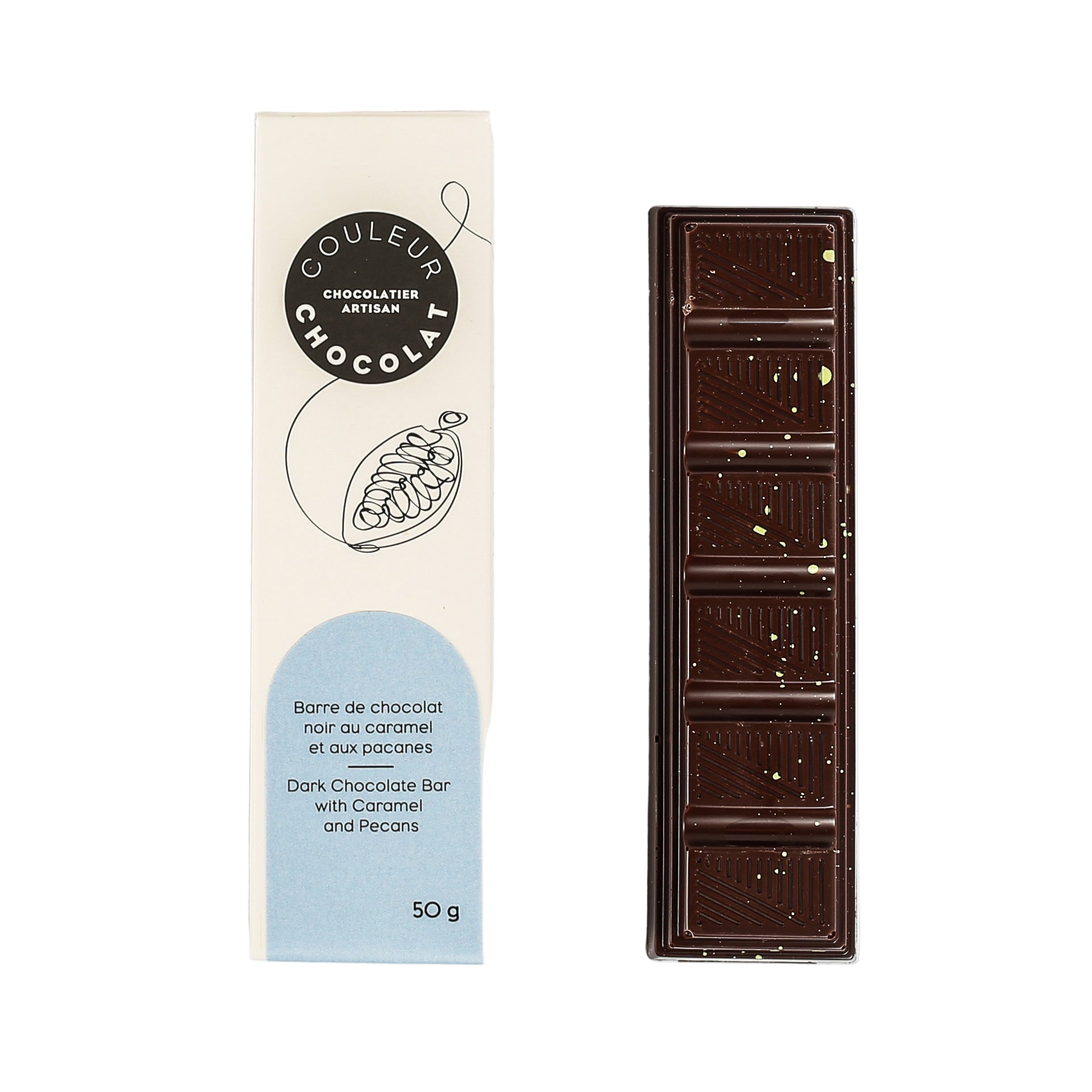 Barre de chocolat - Caramel et pacanes