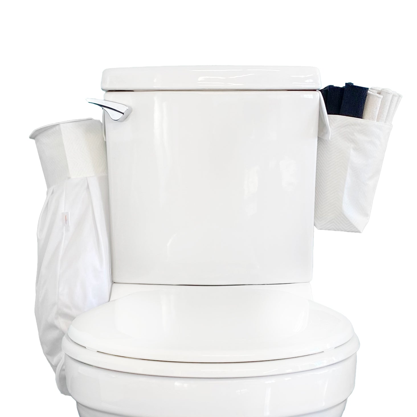 Ensemble de papier de toilette réutilisable - Chevrons blancs / Blanc