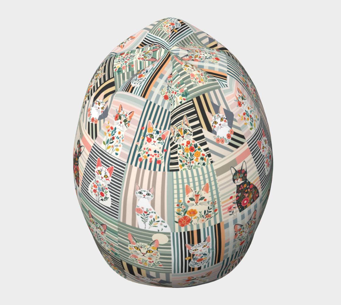 Bonnet avec collage unique de chat à rayures botaniques