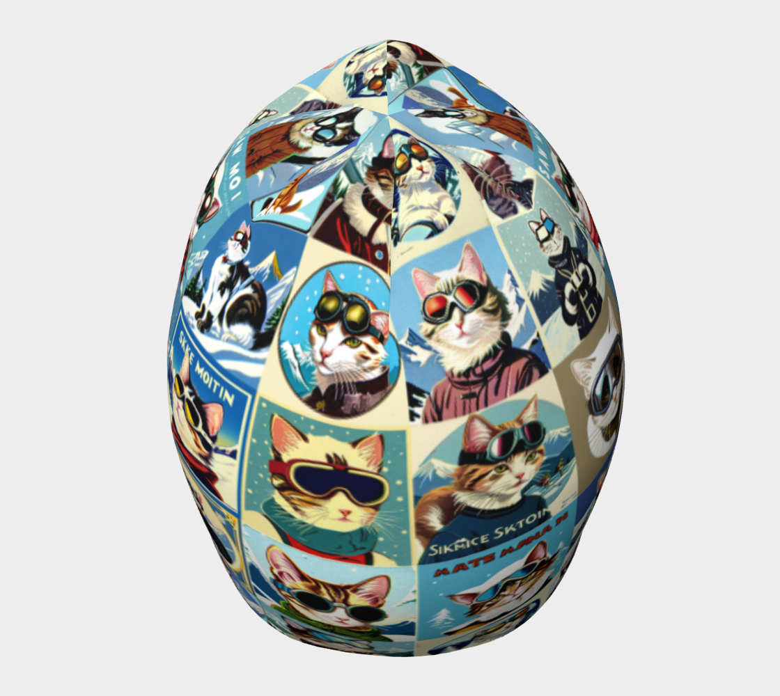 Bonnet avec un motif vintage unique en collage rouge Ski Cat