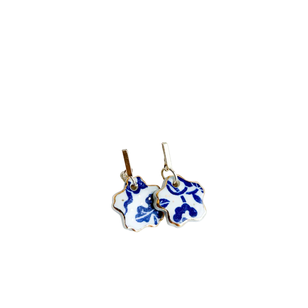 Ceramic Earrings - Blue Print WAM 0003