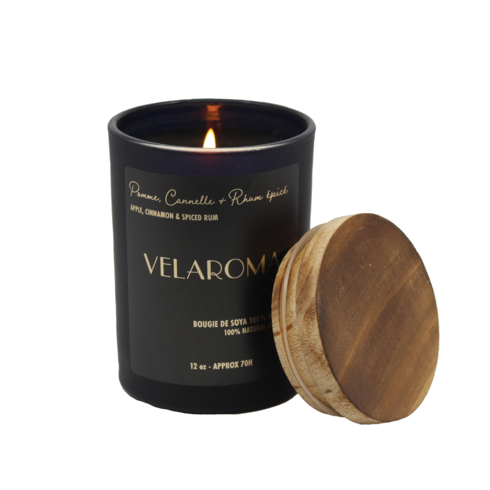 Bougie Velaroma parfumée - Pomme, Cannelle & Rhum épicé