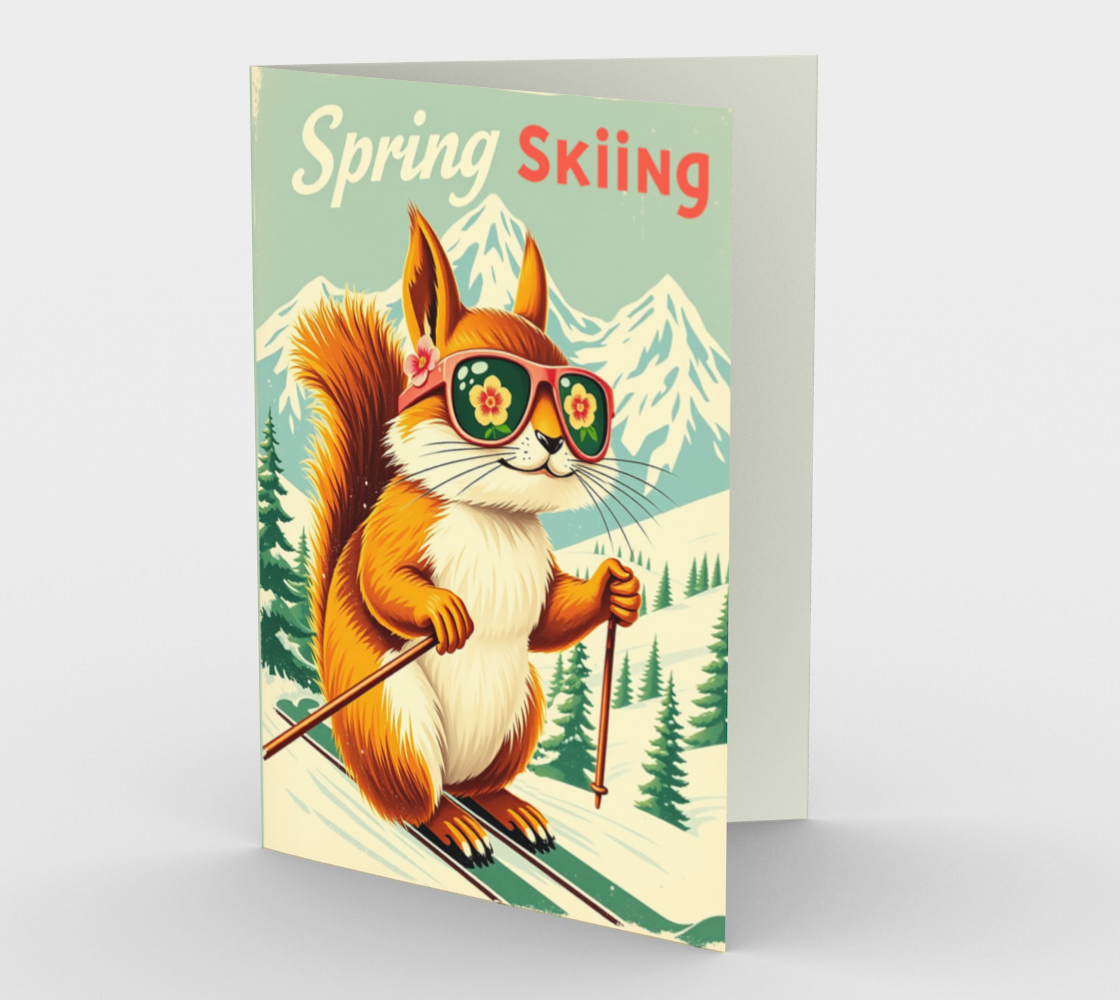 Ensemble de 3 cartes de souhaits "Ski de printemps"