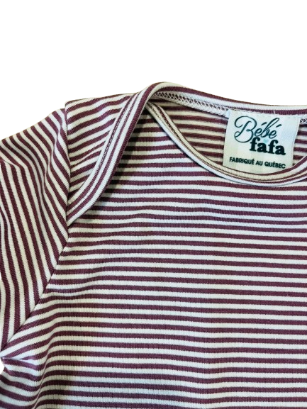 Cache-couche manches courtes rayé prune