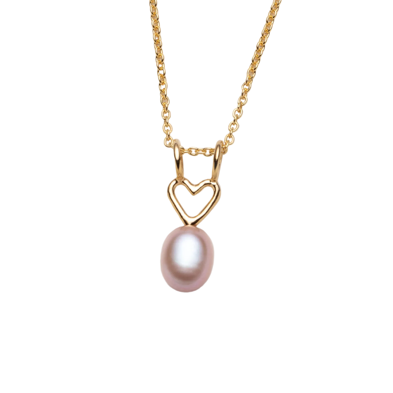 Collier avec breloque coeur et grosse perle rose