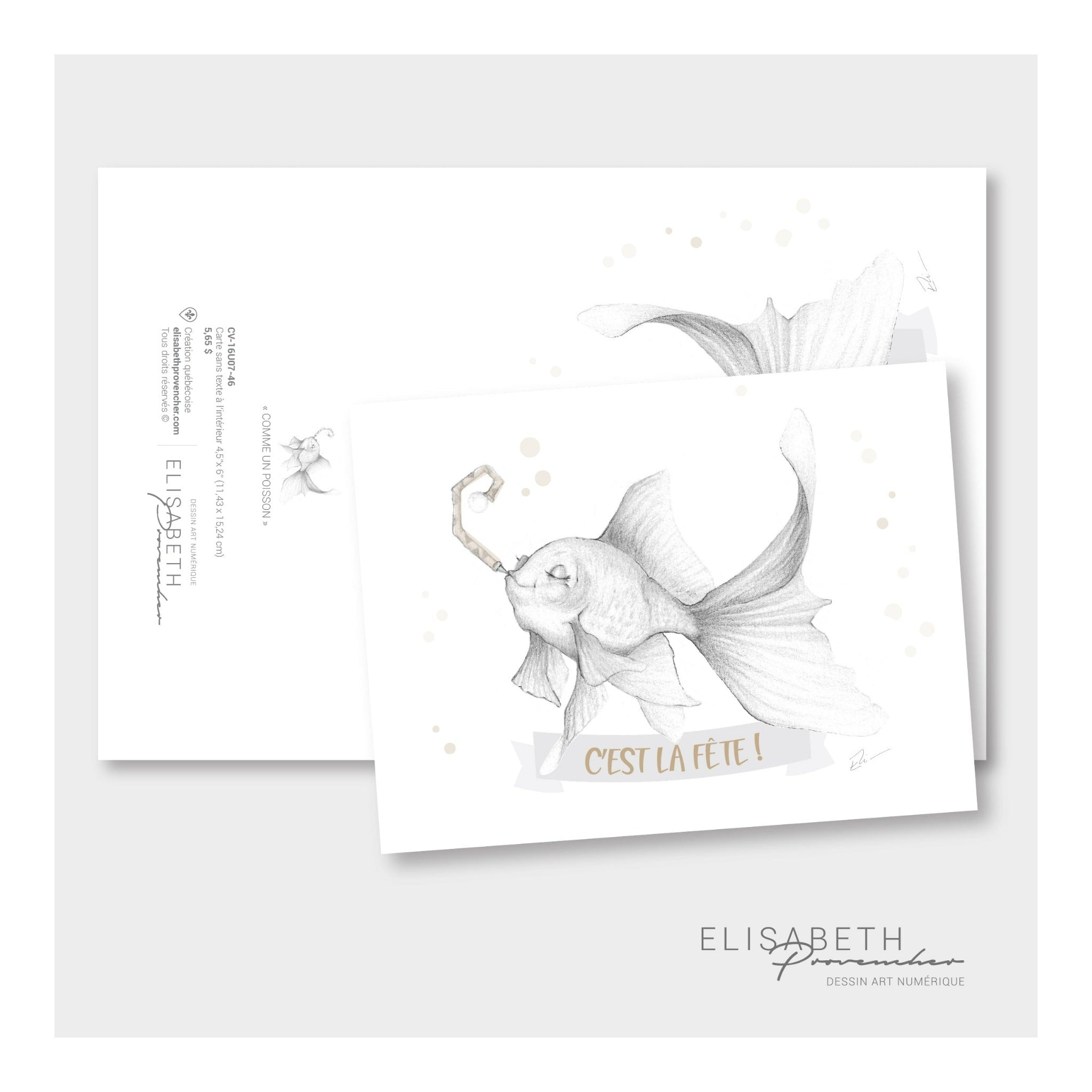 Greeting card - Like a fish "It's the party!" 