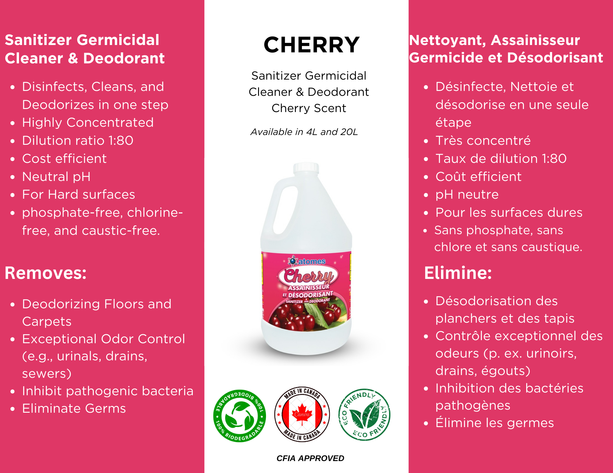 CHERRY - Nettoyant germicide assainissant et déodorant