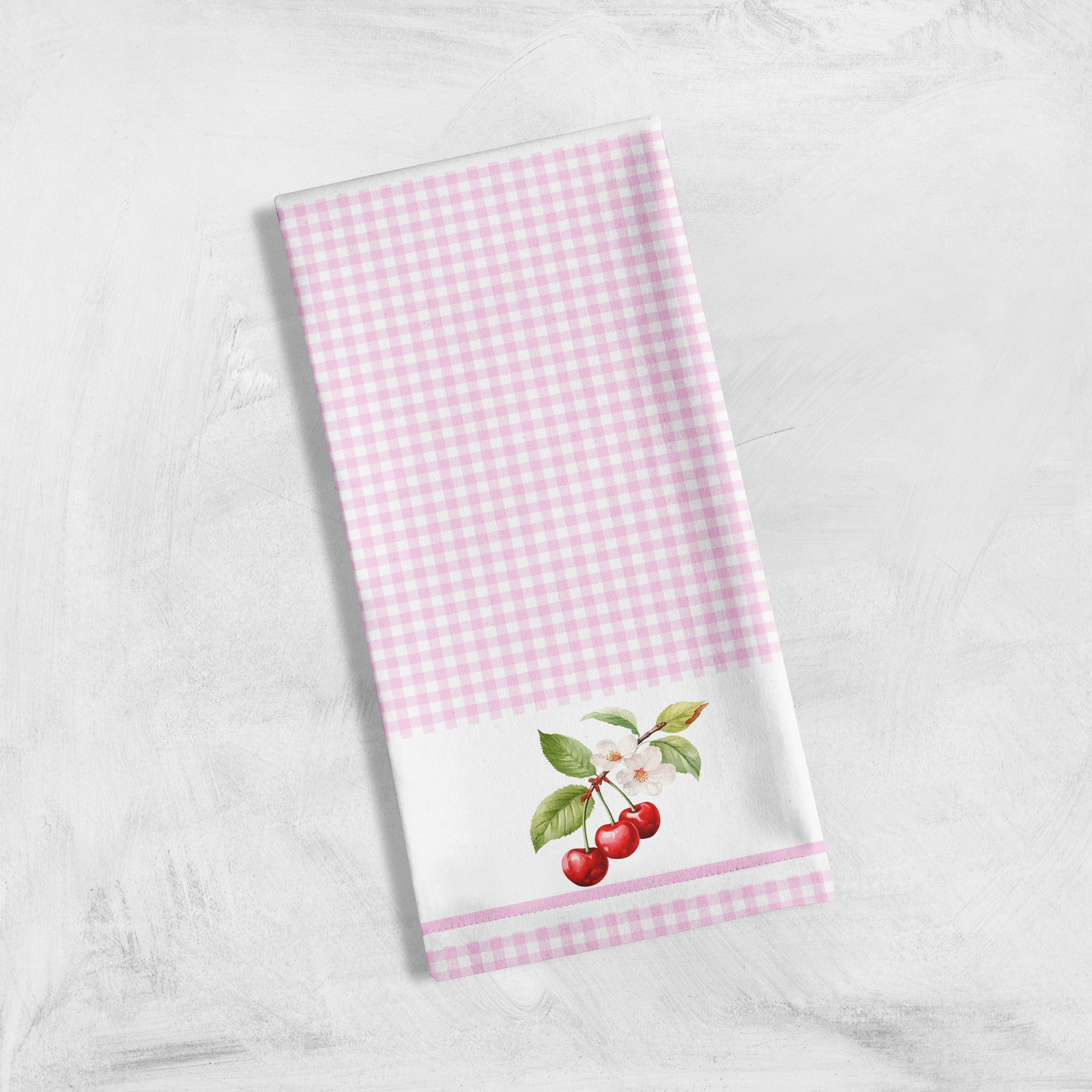 Torchon de décoration d'intérieur en vichy rouge vintage Cerises Art pour votre cuisine ou à accrocher sur vos murs