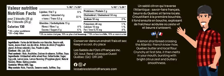 Boîte de 12 Sablés - Pur beurre au citron