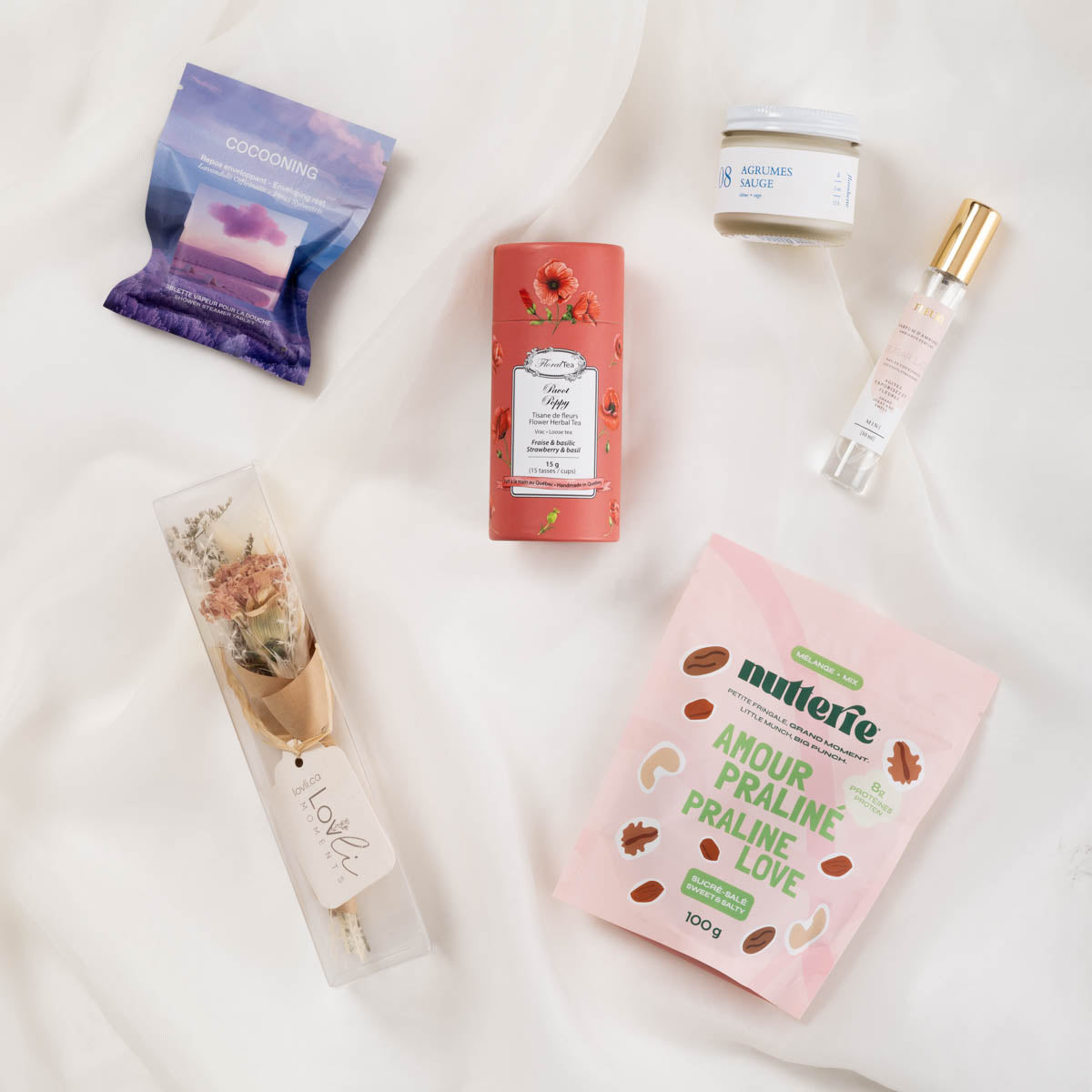 Coffret Une pensée pour toi, les produits inclus dans le coffret