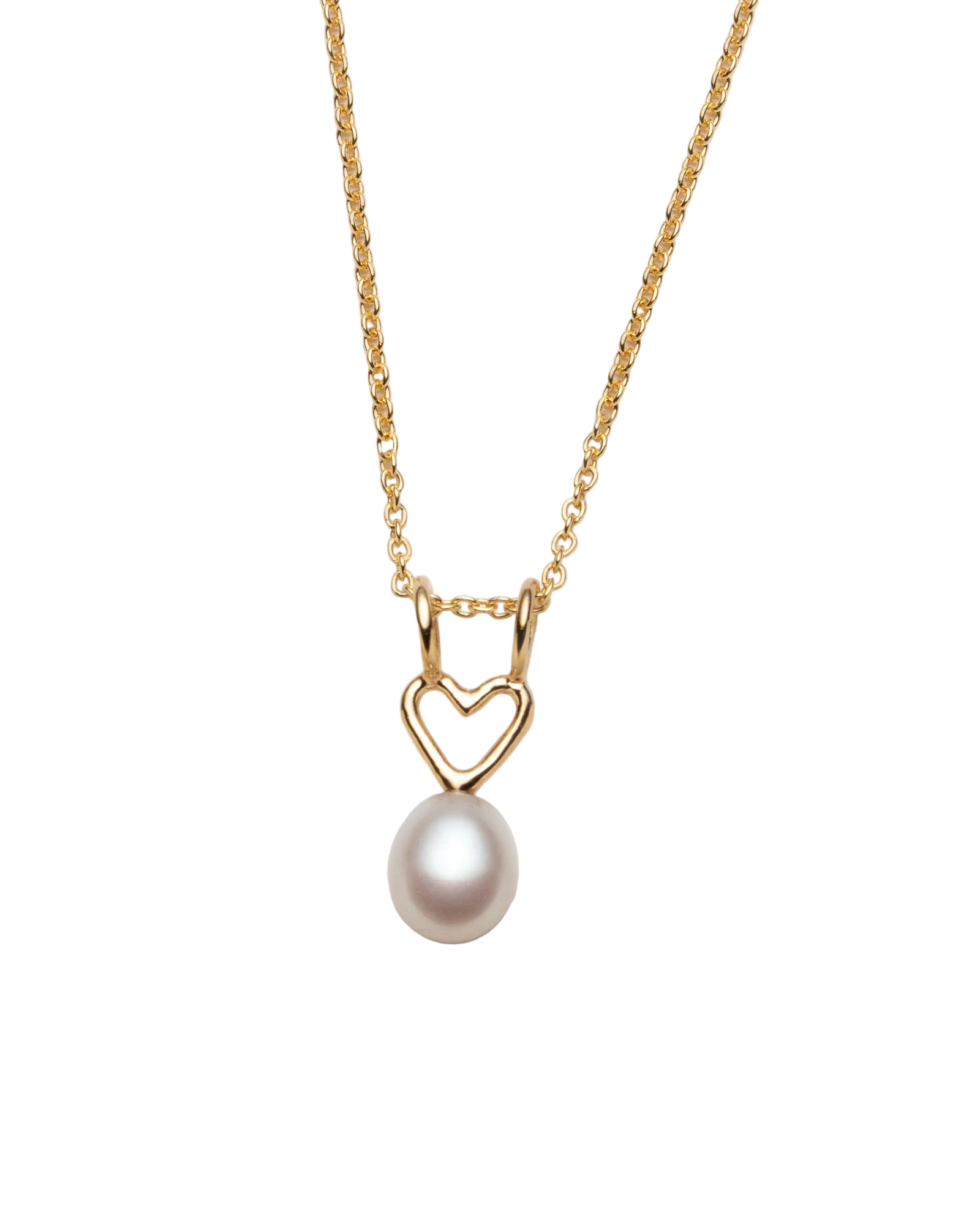 Collier avec breloque coeur et grosse perle blanche