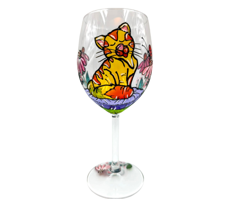 Coupe à vin chat mignon