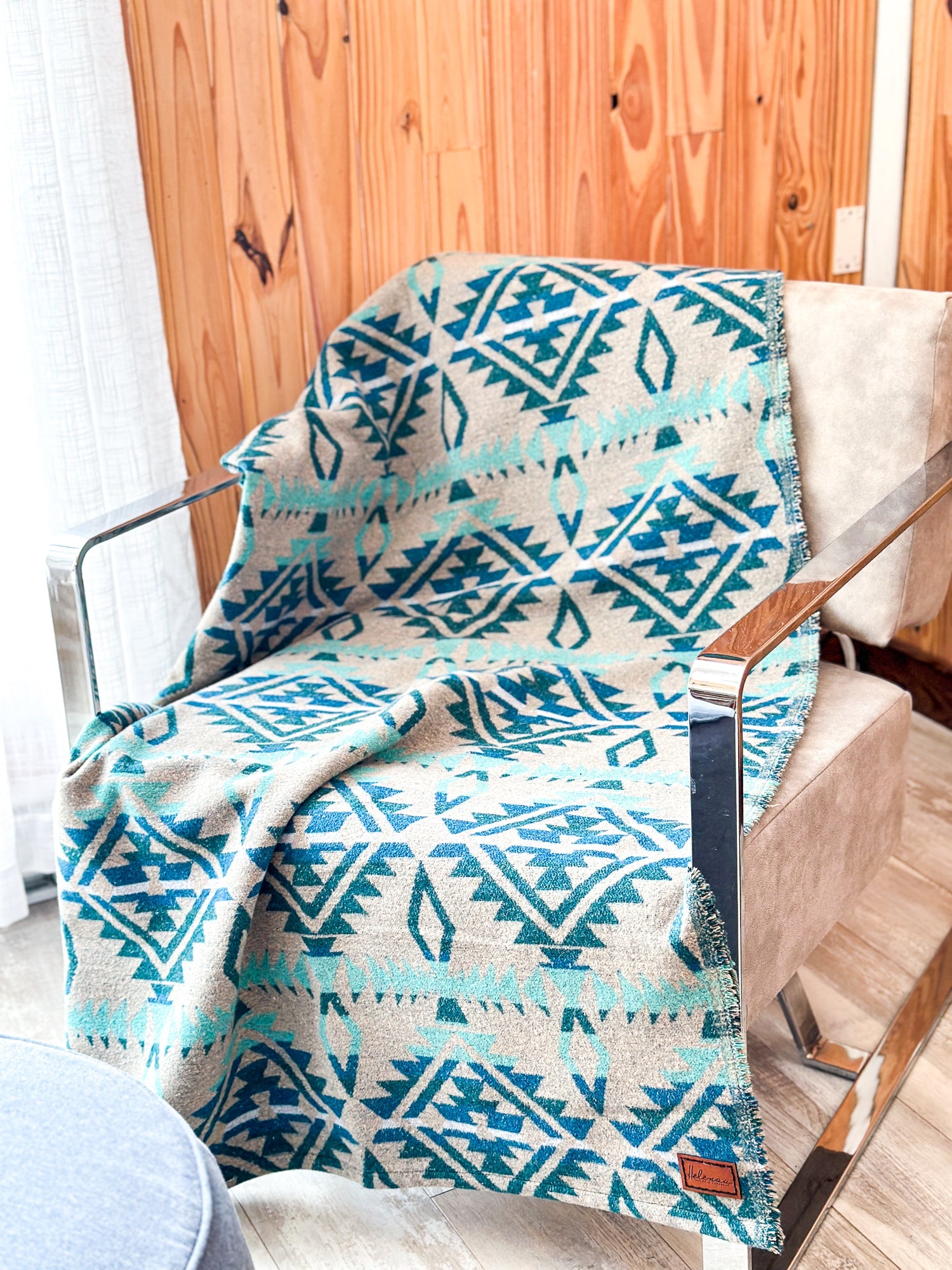 Couverture - Jeté en laine à motif boho aztèque