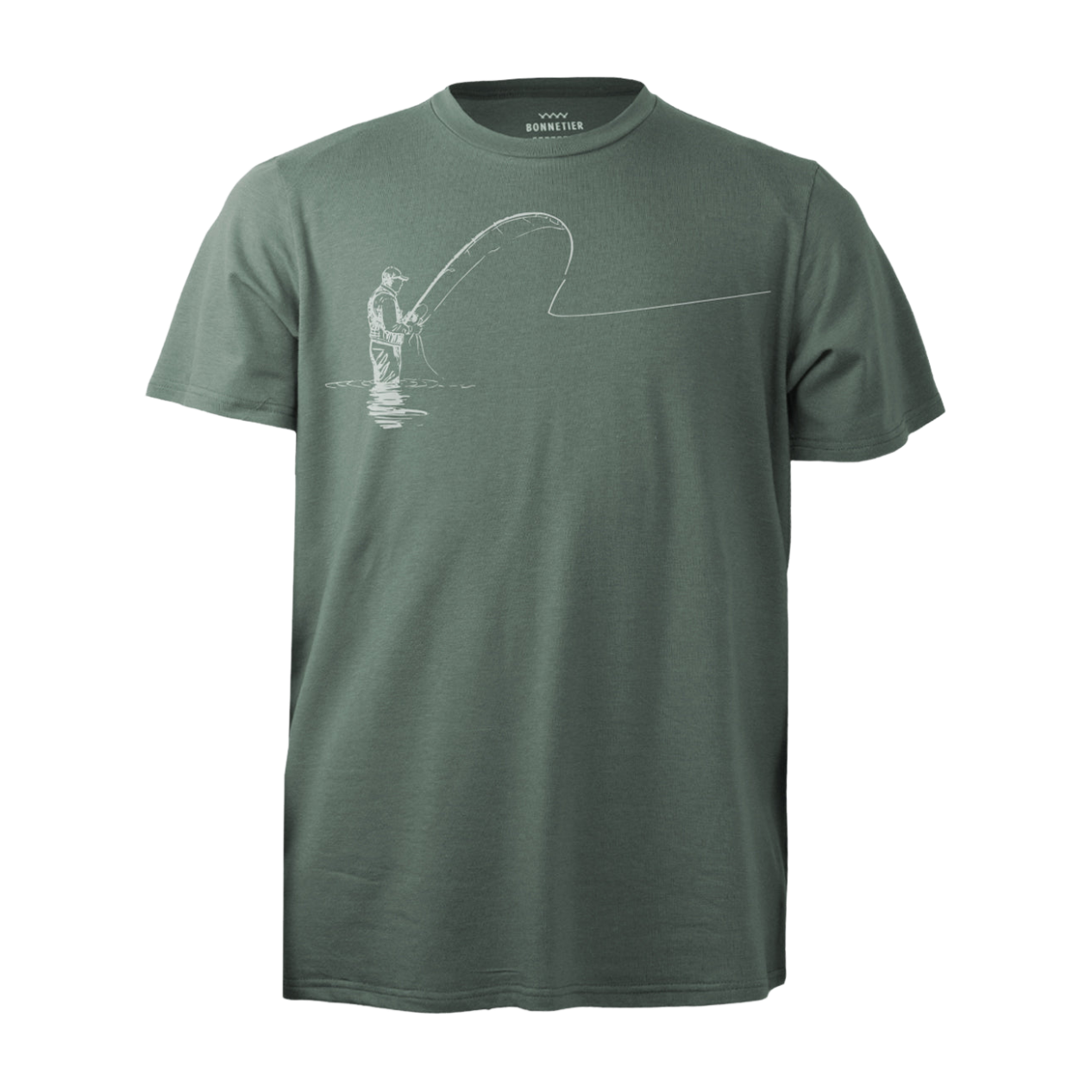 T-Shirt Homme Sauge - Pêche - BONNETIER