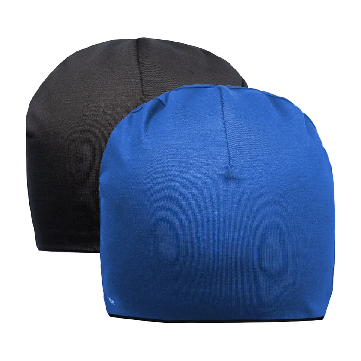 Beanie 100% Mérinos Double Réversible - Bleu Royal/ Noir - BONNETIER