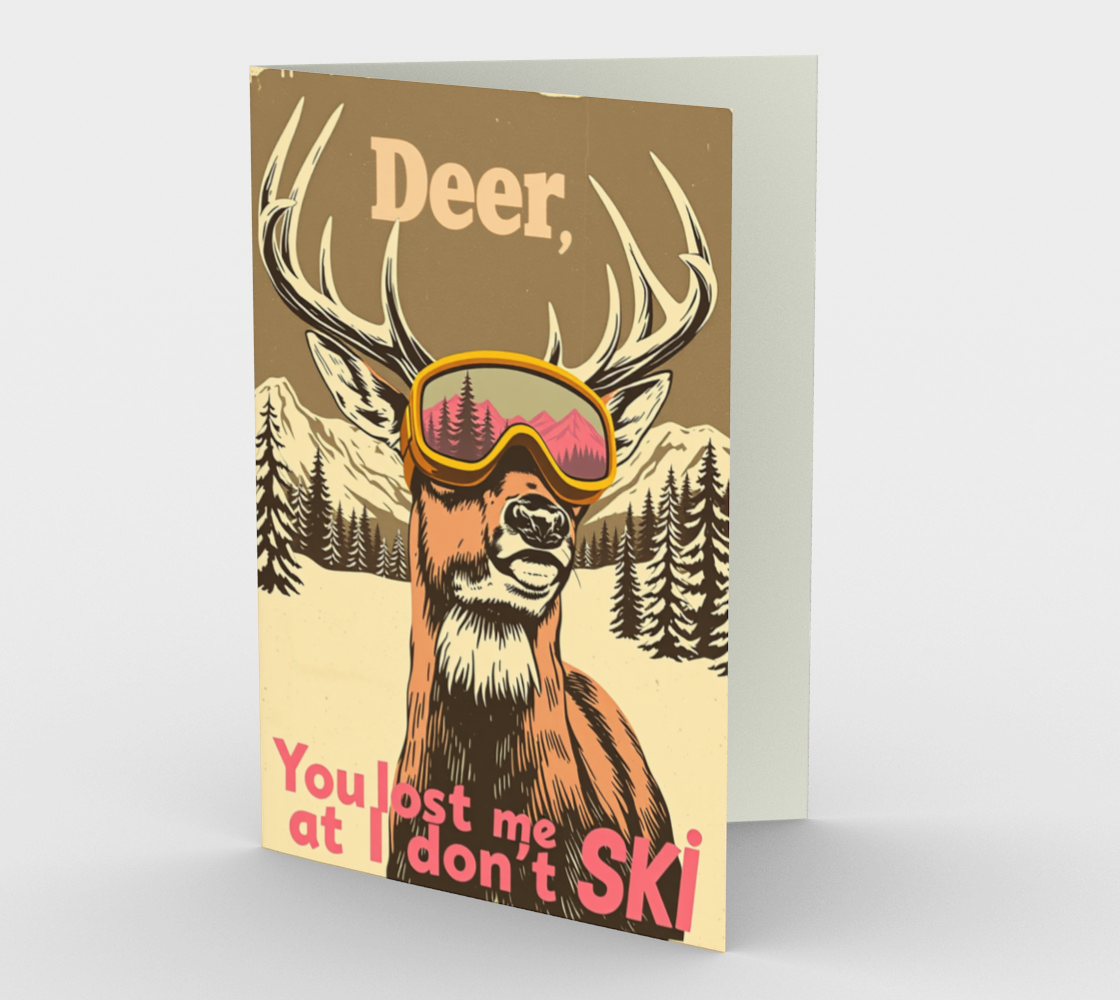 Ensemble de 3 cartes de souhaits "Cerf, tu m'as perdu à I don't Ski"